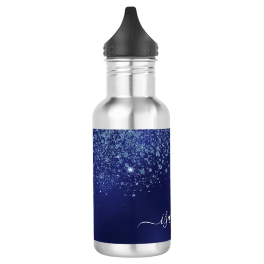 Bouteille D'eau Script de nom de parties scintillant bleue (Gauche)