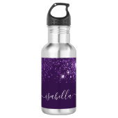 Bouteille D'eau Script de nom de parties scintillant violet (Devant)