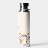 Bouteille D'eau Script de nom personnalisé beige fleur sauvage (Gauche)