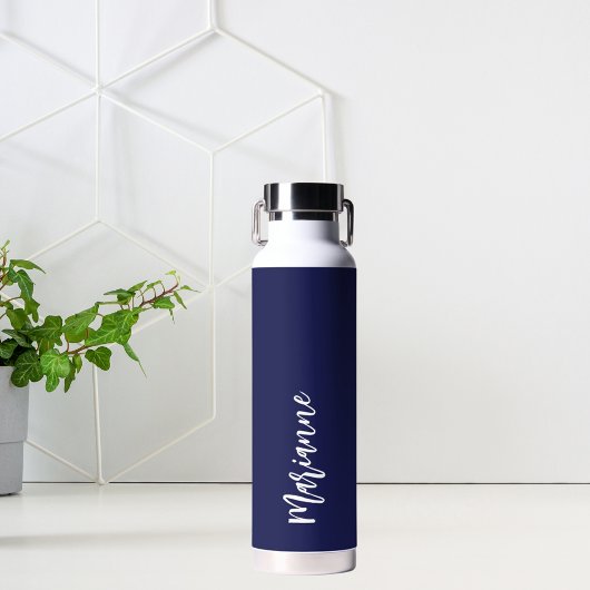 Bouteille D'eau Script de nom personnalisé bleu marine