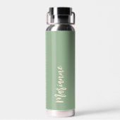 Bouteille D'eau Script de nom personnalisé de la pêche verte Sage (Arrière)