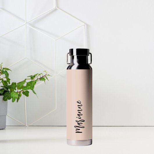 Bouteille D'eau Script de nom personnalisé gris Peach