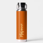 Bouteille D'eau Script de nom personnalisé orange vif (Arrière)