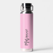 Bouteille D'eau Script de nom personnalisé rose blanc (Arrière)