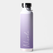 Bouteille D'eau Script d'écriture manuscrite à dégradé violet pers (Gauche)