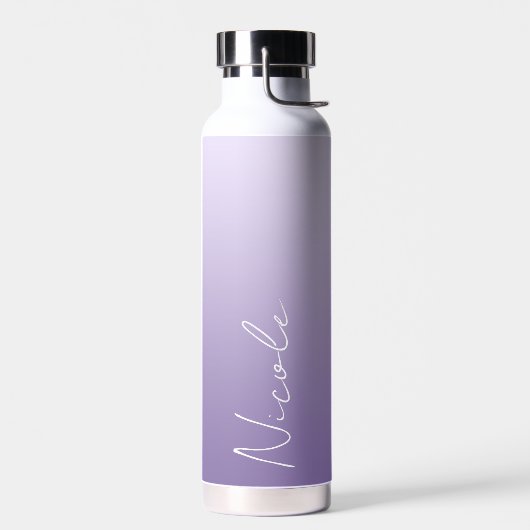 Bouteille D'eau Script d'écriture manuscrite à dégradé violet pers (Gauche)