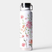 Bouteille D'eau Script floral à l'aquarelle chic personnalisé (Arrière)