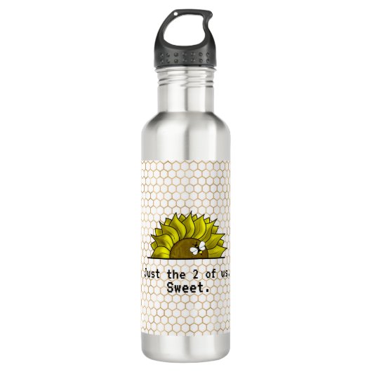 Bouteille D'eau Script minimaliste moderne Funny Sunflower Bee (Devant)