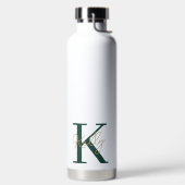 Bouteille D'eau Script moderne Emerald Green Monogram (Droite)
