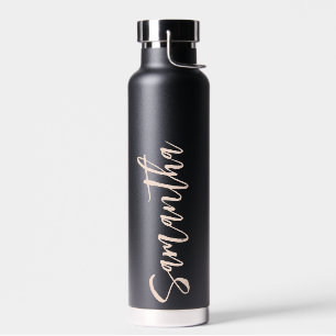 Bouteille D'eau Script personnalisé Votre Nom Fête Orange Eau B