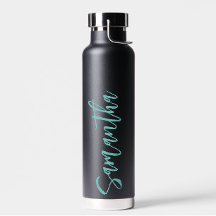 Bouteille D'eau Script personnalisé Votre nom Parti Aqua bleu