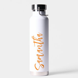 Bouteille D'eau Script personnalisé Votre nom Parti Orange