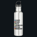 Bouteille D'eau sensibilisation sur l'autisme Acrostique mignon po<br><div class="desc">Un beau poème acrostique pour l'autisme. Toujours Unique Vraiment Intéressant Spécial Mémorable. De grands attributs positifs d'être autiste pour vous montrer sont fiers d'être sur le spectre. Les acronymes sont si cool.</div>