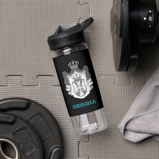 Bouteille D'eau Serbie Fitness & blason serbe / drapeau (Droite)