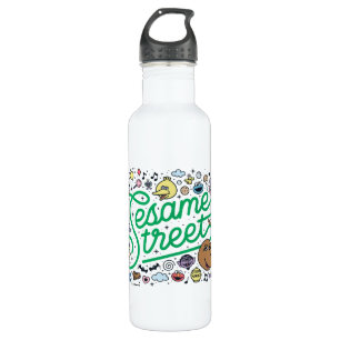 Bouteille D'eau Sésame Sésame Sesame Street Green Doodle Script