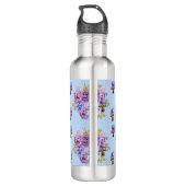 Bouteille D'eau Shabby Chic Blue Pansy Floral Polka Dot (Dos)
