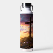 Bouteille D'eau Silhouette Cross Scripture Verset Personnalisé (Avant)