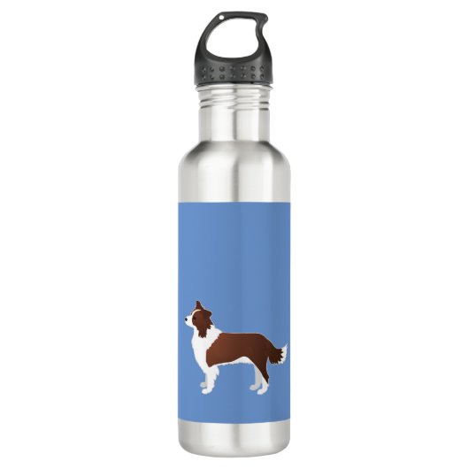 Bouteille D'eau Silhouette de Collie Red Dog Breed Side (Devant)