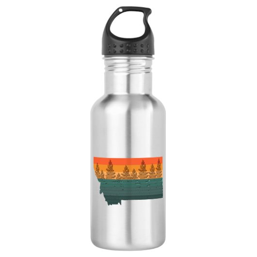 Bouteille D'eau Silhouette de l'arbre d'état du Montana (Devant)