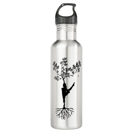 Bouteille D'eau Silhouette Femmes Arbre Yoga (Devant)