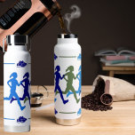 Bouteille D'eau Silhouettes bleues bleues et vertes pour les femme<br><div class="desc">De belles silhouettes de coureur féminin ornent cette bouteille d'eau. Accentué de chaussures de course dans les tons bleus. Bouteille d'eau parfaite pour après votre entraînement de course,  pour prendre au travail ou pour célébrer le coureur dans votre vie.</div>