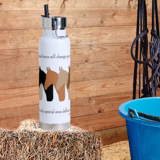 Bouteille D'eau Silhouettes de chevaux avec citation de chevaux
