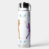 Bouteille D'eau Silhouettes de tennis féminin - violet, Turquoise, (Arrière)