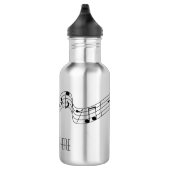 Bouteille D'eau Simple Black White Music Notes Nom personnalisé Ca (Droite)