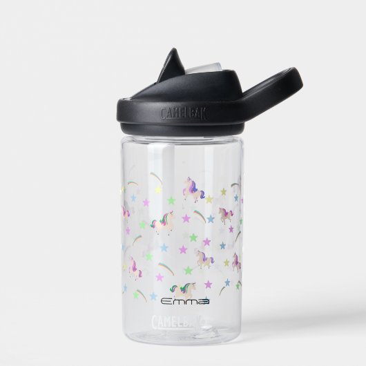 Bouteille D'eau Simple Cute Unicorn arc-en-ciel transparent motif (Gauche)