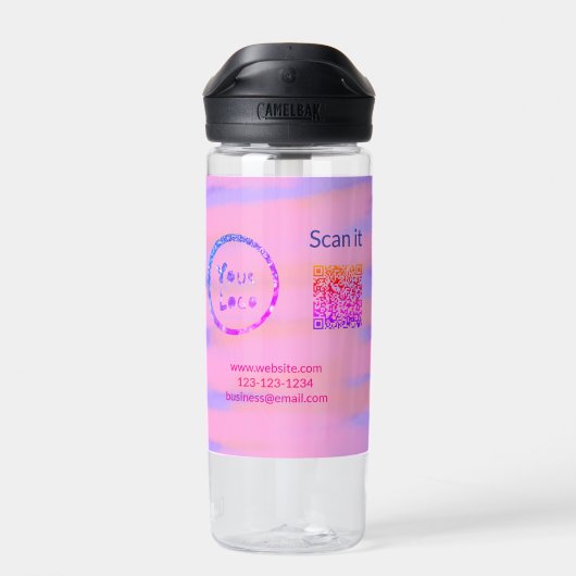 Bouteille D'eau Simple minimum q r code ajouter logo code d'analys (Arrière)