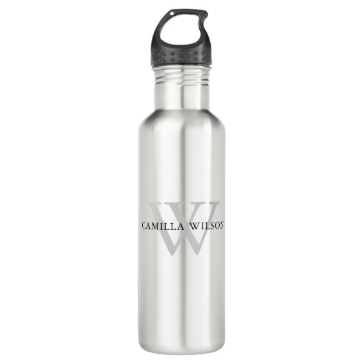 Bouteille D'eau Simple moderne chic Monogramme personnalisé (Devant)