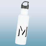 Bouteille D'eau Simple Monogramme initial ombre portée personnalis<br><div class="desc">Moderne,  simple et minimaliste goutte ombre monogramme design initial de typographie en noir et blanc monotone,  qui peut être changé pour personnaliser.</div>
