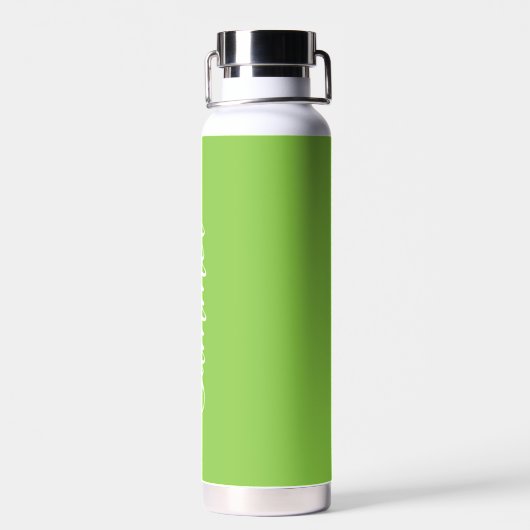 Bouteille D'eau Simple Neon Lime Green Nom Élégant Script Moderne (Arrière)
