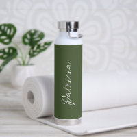 Simple Olive Green Name Élégant Script Moderne