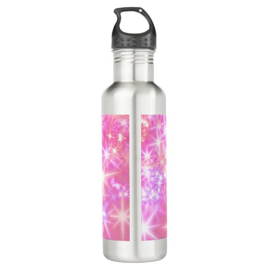 Bouteille D'eau Simple rouge rose étincelant étoiles ajouter votre (Dos)