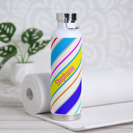 Bouteille D'eau Simples bandes diagonales multicolores simples (Yoga)