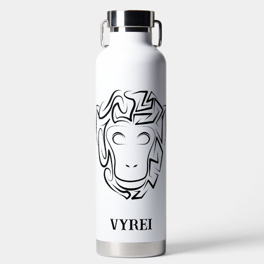 Bouteille D'eau Singe tribal noir et blanc (Avant)