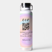 Bouteille D'eau Site web de mariage rsvp q r code ajouter nom text (Arrière)