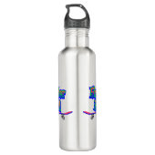 Bouteille D'eau Skater Girl Blue Pink Graffiti Glow Skateboard (Dos)