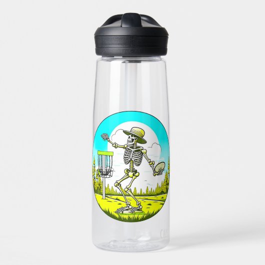 Bouteille D'eau Skeleton Disque Golfer Retro Pop Art (Avant)