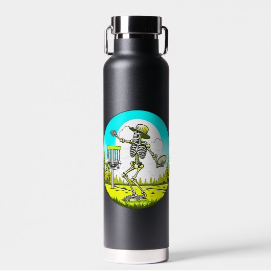 Bouteille D'eau Skeleton disque personnalisé Golfer Retro Pop Art (Avant)