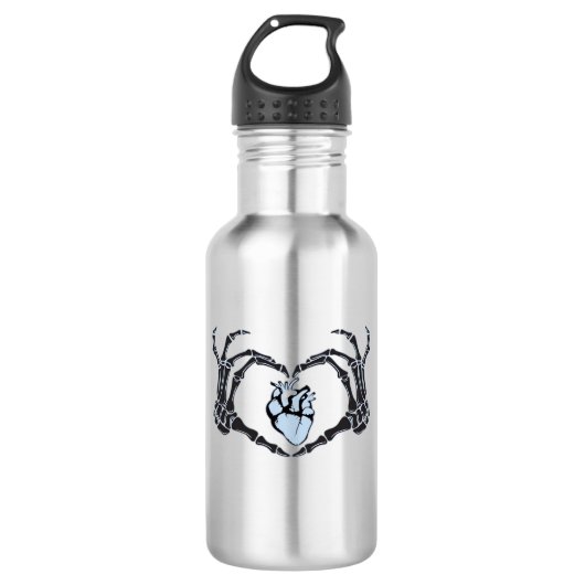 Bouteille D'eau Skeleton Heart Mains Design Classique Pour Hallowe (Devant)