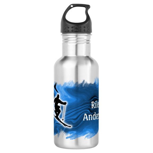 Bouteille D'eau Skiing with Skier Silhouette personalize (Devant)
