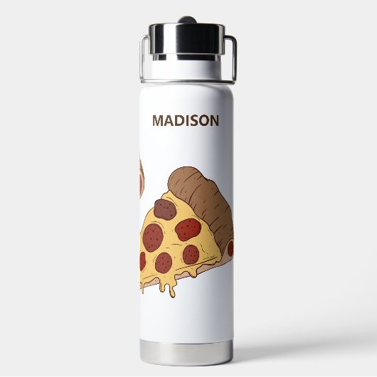 Bouteille D'eau Slice de pizza de nom personnalisé (Arrière)