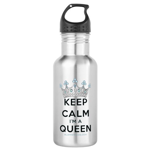 Bouteille D'eau SlipperyJoe's Keep Calm Queen couronne joyaux a (Devant)