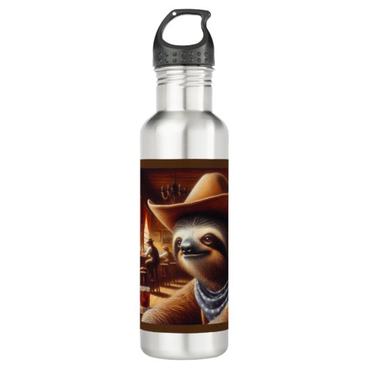 Bouteille D'eau Sloth Cowboy à Saloon (Devant)