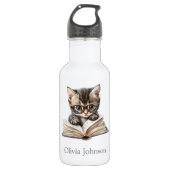 Bouteille D'eau Smart Kitten with Glasses Custom Name (Devant)