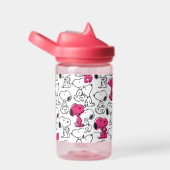 Bouteille D'eau Snoopy Black & Magenta Motif (Arrière Complet)