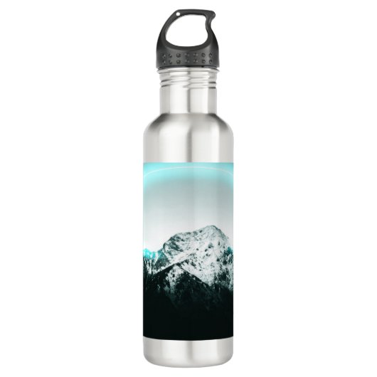 Bouteille D'eau Snowy mountain mysterious blue neon light (Devant)