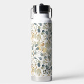 Bouteille D'eau Soft Blue Gold jolie feuille Floral Ajouter un nom (Salle de sport)